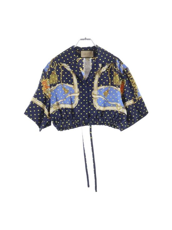 Gucci Tops - Gucci Short Zanur Silk Shirt Navy 38